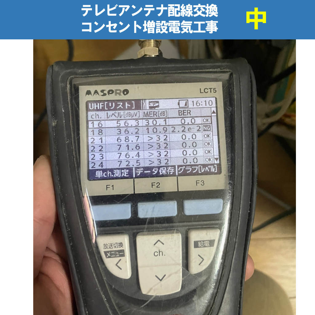 テレビアンテナ配線交換・コンセント増設電気工事／DXアンテナ 2DLCS 屋外用2分配器(全端子通電形)｜川崎市川崎区