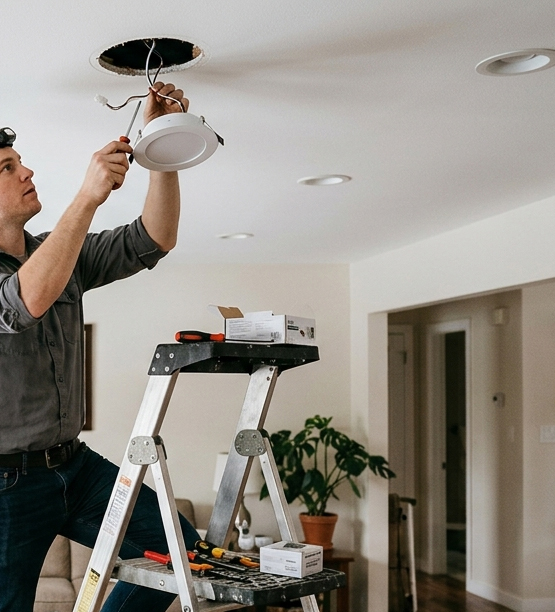 狭い部屋を広く見せる照明の選び方。大光電機「LED小型シーリングライト(DCL-39331W)」への照明交換電気工事|川崎市川崎区